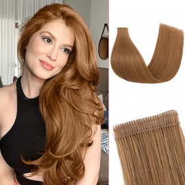 SEGOHAIR Tape in Hair Extensions Human Hair - 20PCS Double Stitched Hair Extensions Real Human Hair 14" Invisible Tape-in Hair Extensions 36g Natural Straight Shiny & Smooth Chestnut Brown