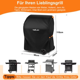 Tavaler Barbecue Cover Weatherproof 90 x 70 x 110 cm, Grill Cover 600D Oxford Fabric Grill Cover Gas Grill Cover Weatherproof, UV-Resistant and Tear-Resistant Grill Hood for Weber/Enders Series