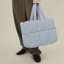 Puffer Bag for Women Large Quilted Grid Bag Puffy Handbag Lightweight Satchel Tote Bag for Work,Travel and Fitness