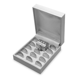 Arras de Boda Set de Arras Matrimoniales Con Baño de Plata con Cofre y Estuche, Wedding Unity Coins (San Benito)