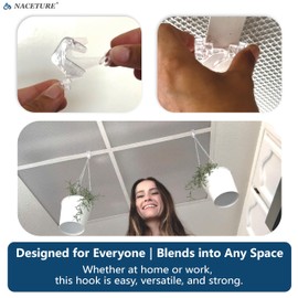 NACETURE Clear Drop Ceiling Hooks Classroom Decorations - 12 Pack Polycarbonate Ceiling Hanger Hooks for Hanging Track Clip on Suspended Ceiling Tile Grid for Office Home Stores Decorations