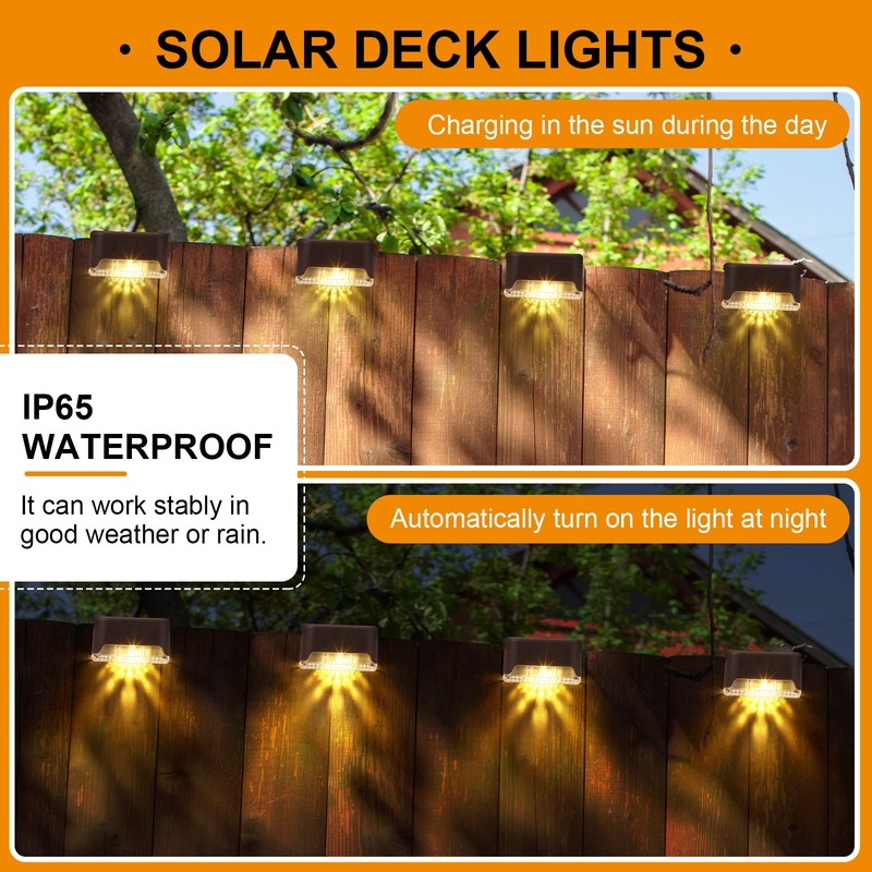 Geelin 32 Pcs Solar Deck Lights Outdoor, Waterproof LED Solar