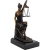 Bey-Berk B104 Bronze Seated Lady Justice Sculpture on Marble Base,