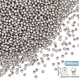 UNICRAFTALE Over 2000 Pieces Stainless Steel Spacer Beads 1 mm Hole Metal Round Spacer Beads 3 mm Diameter Ball Beads Spacer Connector Findings for DIY Bracelet Necklace Jewellery Crafts Making