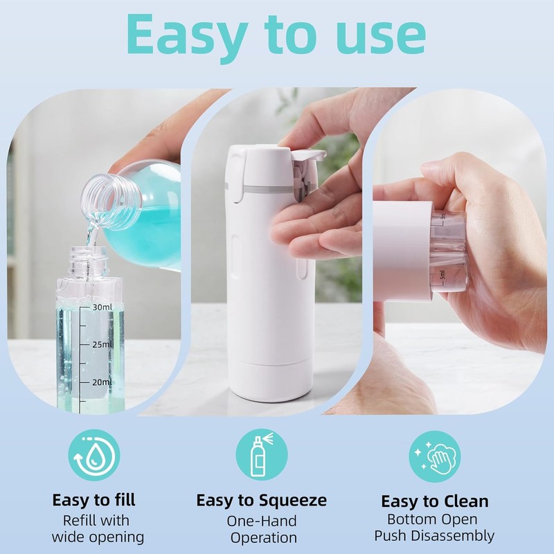 4 in 1 Travel Dispenser Bottle, Leakproof Refillable Toiletry Containers