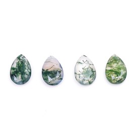 AURA GEMS 4 PCS Natural Moss Agate Pear Shape, Portrait Cut Gemstone Wholesale Lot, Jewelry Making Loose Gemstone, Polished Minerals, DIY, Wire Wrapping, Healing Crystals, Bulk Gemstone Deal 9X6X3 MM