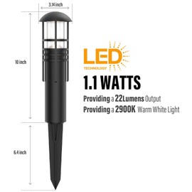 Malibu Aged Iron Collection LED Bollard Pathway Light LED Low Voltage Landscape Lighting Outdoor Bollard Path Lights for Lawn Patio Yard Walkway Driveway Pathway Garden Landscape 8400-4320-01, Black