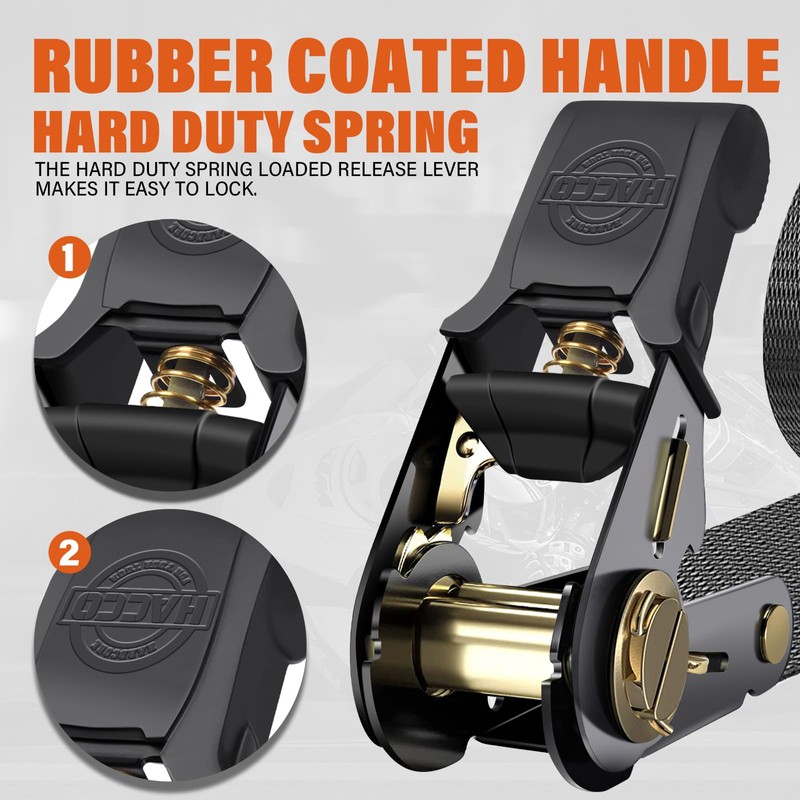 Haccoplanet Ratchet Tie Down Straps, 2340lb Break Strength, 4pc 1inch