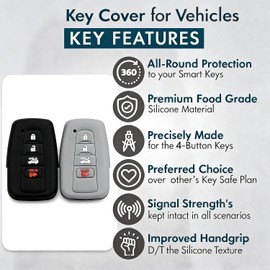 2 Fundas de Silicona para Llavero, Protector de Llave, Funda de protección de Llave de 360° para Llave Inteligente de 4 Botones (RAV4 2017-2023, Camry/Highlander/Corolla), Funda