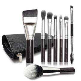 Juego de Brochas de Maquillaje de Viaje, Brochas de Maquillaje Con Estuche para Base de Polvo Corrector Sombras de Ojos, 8 Piezas Mini Brochas de...  