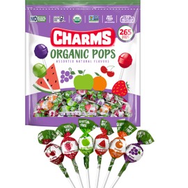 Charms Organic Pops (265 Count) – USDA Organic Fruit Candy Lollipops Made with All Natural Flavors and Ingredients – Dye-Free, Gluten- Free, Non-GMO, 3 lb Resealable Bag