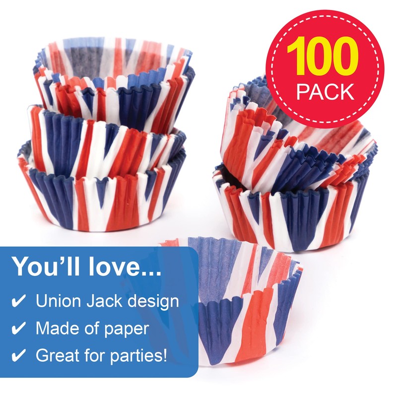 Baker Ross PJ149 Union Jack Cupcake Cases - Pack of