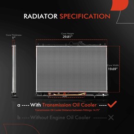 A-Premium Engine Coolant Radiator Assembly with Transmission Oil Cooler Compatible with Mitsubishi Endeavor 2007-2008/2010-2011, Automatic Transmission