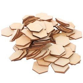 BESPORTBLE 100PCS 30MM Wood Geometric Cutout Small Wood Hexagon Block Tile Tag Label DIY Coloring Painting Wooden Pieces Pendant for Children