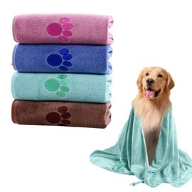 NYGGTYK Pack of 4 Pet Towels, Cat and Dog Bath Towels, Soft Plush Towels, Reusable Absorbent Towels, Microfibre Pet Bath Towels, Pet Supplies