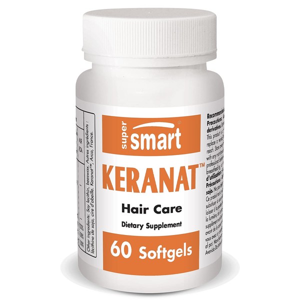 Supersmart - Keranat ™ - Hair Supplement - Reduces Hair Loss and Improves Volume & Growth | Non-GMO - 60 Softgels