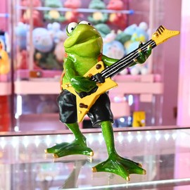 Juliahestia Novelty Frog Figurine Room Decor Unique for Lovers Funny Frog Playing Guitar Statue Decorations for Home Office Desk