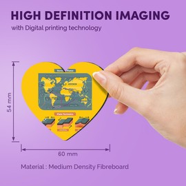 1x Heart MDF Magnet 6cm - Tectonic Plates World Map - Fridge Locker Office Whiteboard Toolbox #60619