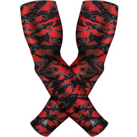 B-Driven Sports Pro-Fit Red Arm Compression Sleeves For Men, Women. The Premium Performance Sleeves With True Athletic Compression, Wicking, & Cooling. XS