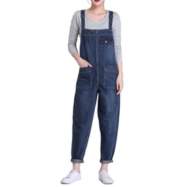 Jamron Women's Plus Size Stretch Dungarees Jeans Long Denim Jumpsuit Romper Jeans with Pockets (XS-6XL), blue