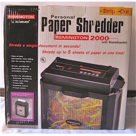 Remington 2000 Strip-Cut Security Paper Shredder w/ Waste basket by Achiever NIB