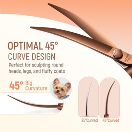 Momotou 45° Super Curved Dog Grooming Scissors 7.5'' Matte Bronze
