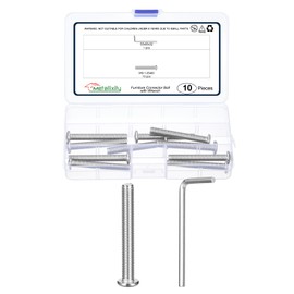 METALLIXITY Flat Head Hex Socket Cap Screws Bolts(M8-1.25x60) 10Pcs, with Wrench Steel Hex Socket Furniture Bolts Countersunk Screws - for Furniture Woodworking Project, Silver Tone