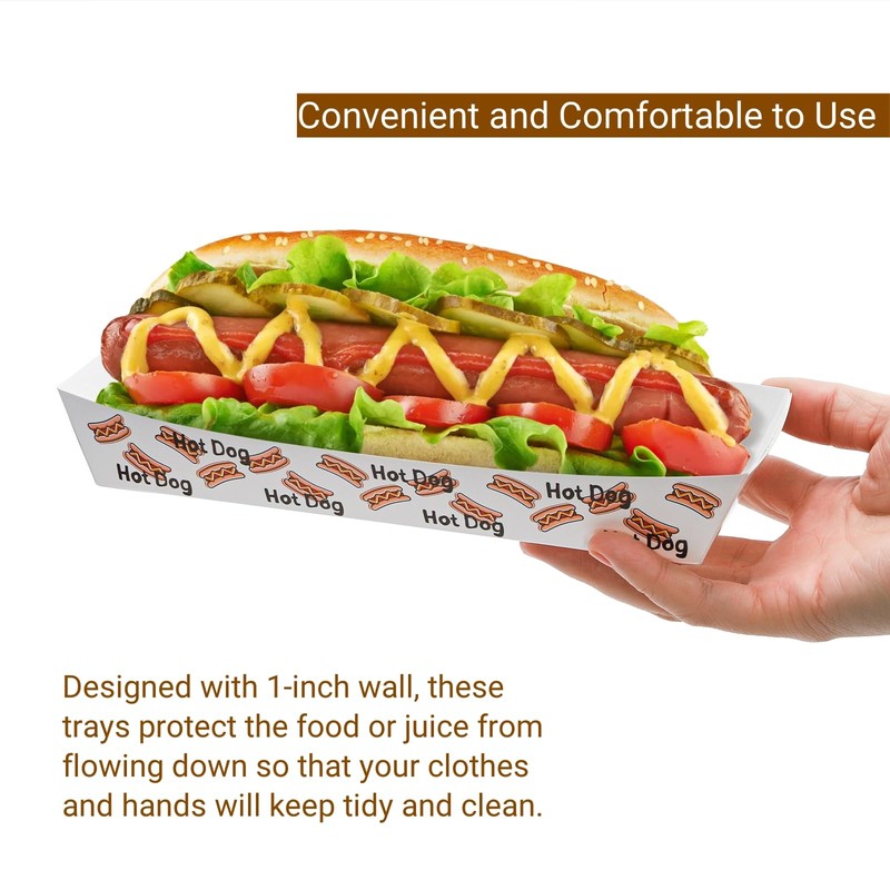 Nagpew 200 Pieces Hot Dog Tray, 2 Lb Hard Paper