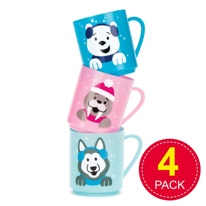 Baker Ross AV840 Polar Pals Plastic Mugs-Christmas Party Bag Filler