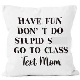MONALET Funny Text Your Mom Throw Pillow Covers 18x18, College Dorm Room Classroom Decorative Square Pillow Cases, Have Fun Go to Class Decor Pillowcases, Back to School Gifts