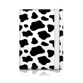 ATJFKIXL Passport Holder for Travel Essentials, RFID Premium Leather Passport Wallet Cover Case for Travel Must Haves Accessories, Passport Book Holders for Women and Men, Black White Cow Print