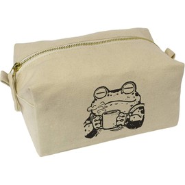 'Toad with Coffee' Canvas Wash Bag/Makeup Case (CS00044398)