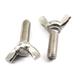 304 Stainless Steel M6 Wing Butterfly Nuts and Bolts Set, M6 x 10 Bolt and Wing Nuts Set Wing Bolts and Nuts 20 Pieces