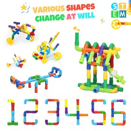 Stem Building Toy for Toddlers Tube Pipe Toy Educational Preschool Toys for 3+ Years Learning Building Blocks Toy with Storage Box Gift Kit Montessori Toys for Boys & Girls