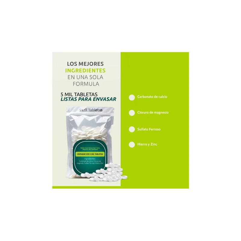 Tableta Granel Xtream Ray® Calcio Magnesio Zinc Salud Ósea