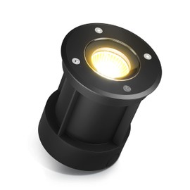 lambado® LED Floor Spotlight for Outdoor Use in Black - Waterproof & Driveable Including 3 W GU10 Spotlight Warm White - Round Floor Light / Recessed Floor Spotlight IP67 for Patio and Garden