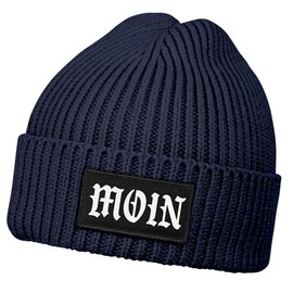 Neverless® Men's Beanie Print Moin Winter Hat with Patch Print North German Knitted Hat with Envelope Ribbed Knit, Moin 2 navy