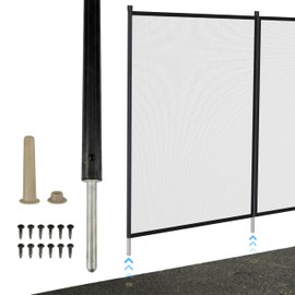 ALLSAFE Pool Fence Replacement Pole – 4ft Peg Pole for DIY Pool Fence with 1/2-inch Stainless Steel Insert, Cap, Molding, Tan Deck Sleeve & Plug – Black Fence Pole for Aluminum Pool Fence Systems