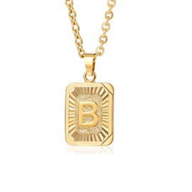 Glimmerst Initial Pendant Necklace Stainless Steel Letter B Necklace Personalizd Name Necklace for Women