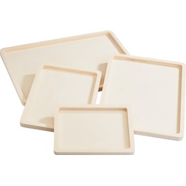 VBS Wooden Trays Flat Set of 4 Plywood 32.5 x 24 cm to 17.5 x 13 cm DIY Crafts Decoration Serving Trays Storage