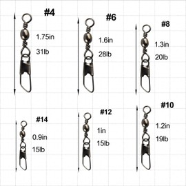 Fishing Snap Swivel Barrel Swivel Snap-100pcs Fishing Connector Snap Swivels Solid Rings Fishing High Strength Fishing Accessories Fishing Tackle (Black/Gold) (Black, 4-100pcs)