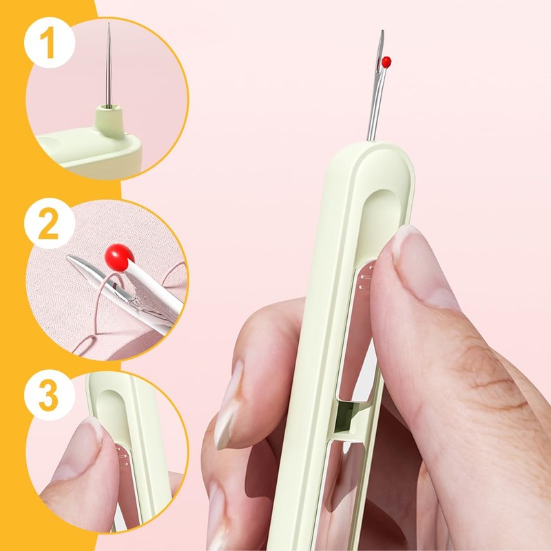 AEIOPRS 2 x 2-in-1 Needle Threader and Seam Ripper, Needle
