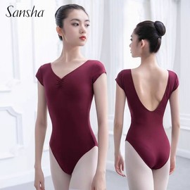 Adult V-Neck Short Sleeve Backless Ballet Leotard Ballet/Dance/Gymnastics Leotard Boram (Runs small) + L 2ea