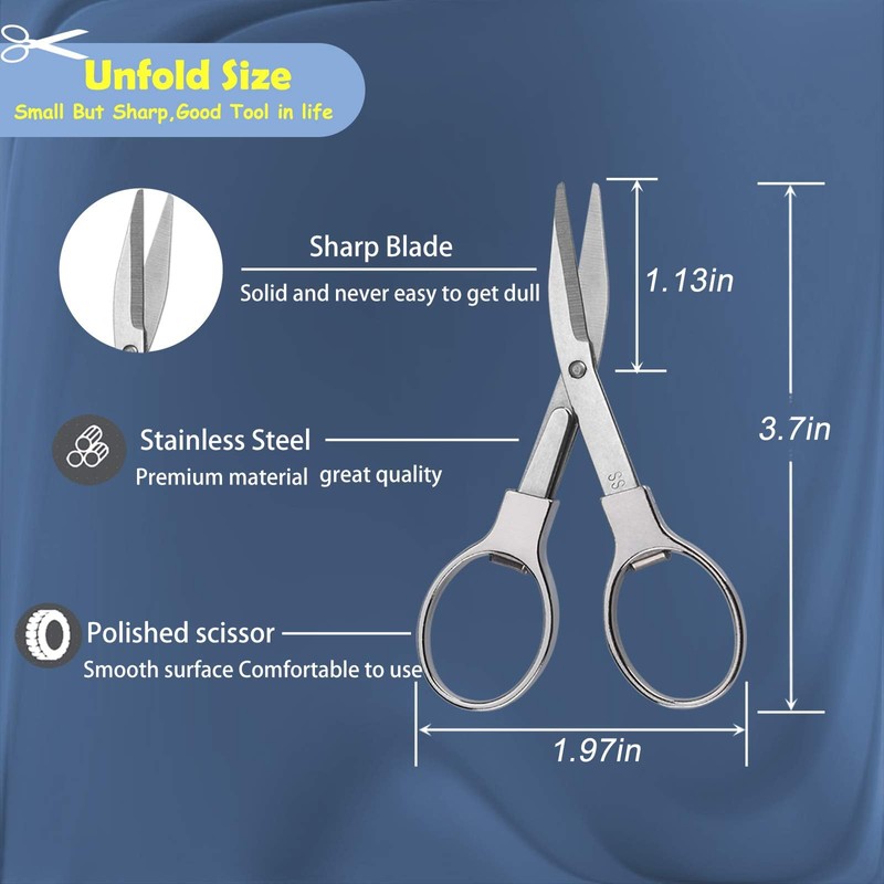GIVEDOUA 2Pcs Folding Scissors,Safe Portable Travel Scissors,Stainless Steel Telescopic Cutter