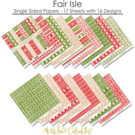 Miss Kate Cuttables Pattern Paper Pack - Fair Isle Christmas - Scrapbook Premium Specialty Paper Single-Sided 12"x12" Collection Includes 16 Sheets