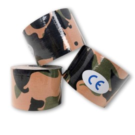 LisaCare Kinesiology Tapes - Sport Tapes Set of 3 Camouflage Green Latex- 5 cm x 5 m Roll - Body Tape
