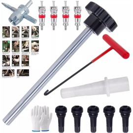 Unbranded Quick Change Tire Valve Tool Kit Replacement with 5 TR413 Valve 4-Way Valve Tool