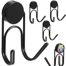 Buelkmag Magnetic Hooks 304 Stainless Steel Hooks Heavy Duty Magnets Hanging Hooks for Refrigerator Grill Toolbox Outdoor,Cruise Essentials Camper Accessories,4pack(Black,1.0in-2 40Lbs)