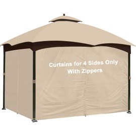 SCOCANOPY Light Beige 10' x 12' Gazebo Privacy Curtain Set for Lowe's Allen Roth 10X12 Gazebo Model #GF-12S004B-1 / GF-12S004BTO/ TPGAZ17-002