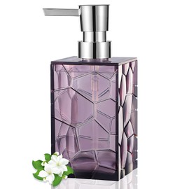 Hand Soap Dispenser, Clear Acrylic Plastic Liquid Pump Bottles Refillable Lotion Dispenser for Bathroom Decor Kitchen College Dorm, Purple